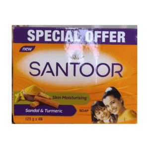 Santoor Skin Moisturizing Soap Sandal and Turmeric, 125g x 4n