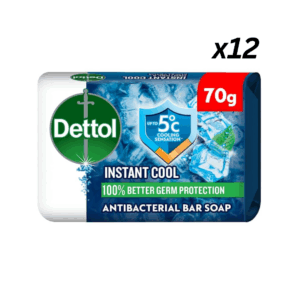 Dettol Instant Cool Antibacterial Bar Soap, 12x70g