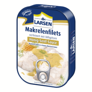 Larsen Makrelenfilets Mackerel Fillets in Honey Mustard Sauce, 110g