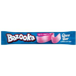 Bazooka Chewz Candy Brands Tutti Frutti Flavour Soft Chew Bar, 14g (24 Pack)