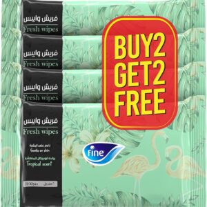 Fine Fresh All-Purpose Wet Wipes, Tropical Scent, 20 Sheets - Travel-Friendly, Buy 2, Get 2 Free