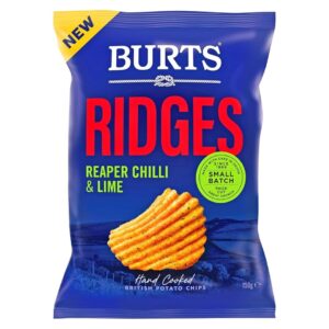 Burts Ridges Hand Cooked British Potato Chips, Reaper Chilli & Lime, 150g