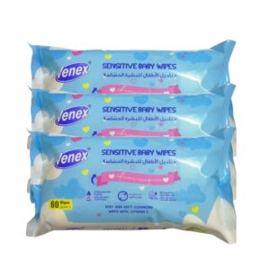 Venex Sensitive Baby Wipes with Chamomile & Vitamin E, 3x60 Wipes