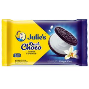Julie's Dark Choco Vanilla Sandwich Biscuits, 120g