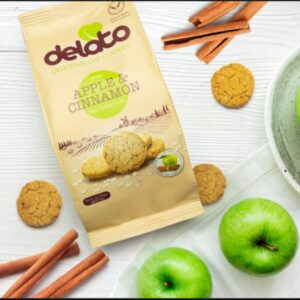 Delato Delicious Oat Cookies with Apple & Cinnamon Flavor, 100g