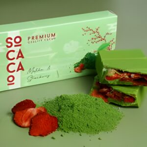 Socacao Matcha Strawberry Chocolate Bar, 100g