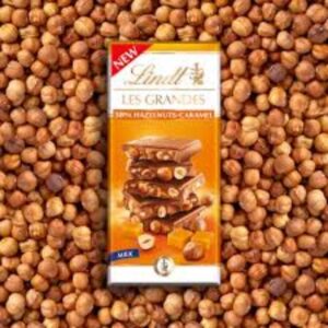 Lindt Les Grandes Milk Chocolate with 38% Hazelnut-Caramel, 150g