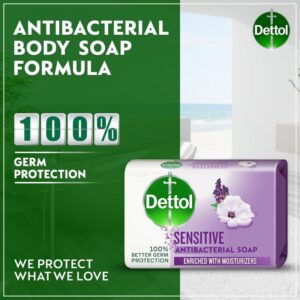 Dettol Sensitive Antibacterial Bar Soap – Lavender & Hibiscus, 4x165g