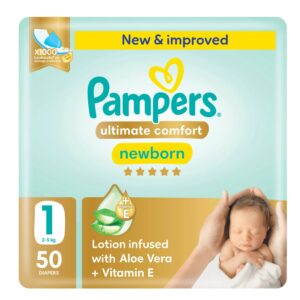Pampers Ultimate Comfort Diapers Newborn Size 1, 50 Diapers