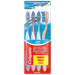 Colgate Triple Action Medium Toothbrush 4x Family Pack