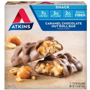 Atkins Snack Caramel Chocolate Nut Roll Bar, 220g