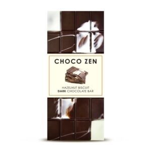 Choco Zen Hazelnut Biscuit Dark Chocolate Bar, 120g Choco Zen Hazelnut Biscuit Dark Chocolate Bar, 120g