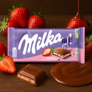 Milka Strawberry Alpine Milk Chocolate Bar, 90g