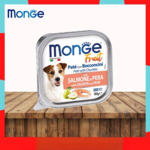 Monge Fruit Pat with Chunkies  Salmon & Pear, 100g