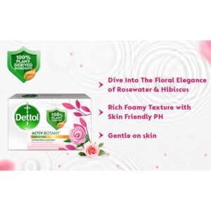 Dettol Activ-Botany Hibiscus & Rosewater Antibacterial Bar Soap, 110g