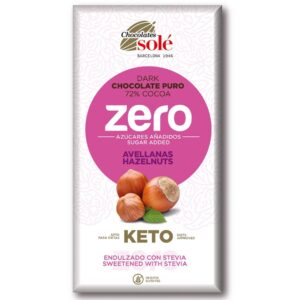 Chocolate Sole Organic Dark Chocolate 72% Cocoa Avellanas Keto, 100g