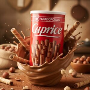 Papadopoulos Caprice Hazelnut & Cocoa Wafer Rolls, 250g