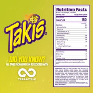 Takis Chili and Lime Rolled Tortilla Chips, 92.3g