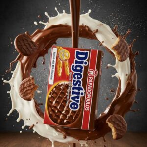 Papadopoulos Digestive Biscuits with Wholegrain Flour Coated with Milk Chocolate, 200g