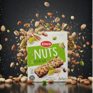 Emco Nuts & Pistachio Bars Coated in Dark Chocolate, 3x35g