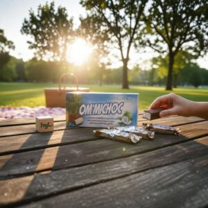 OMMICHOC Coconut Bar Covered with Milky Compound Chocolate, 240g