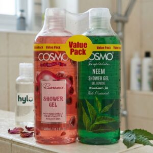 Cosmo Shower Gel Value Pack, 2 x 480ml (Romance Rose + Temptation Neem)