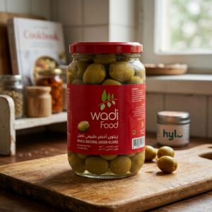 Wadi Food Whole Natural Green Olives, 360g