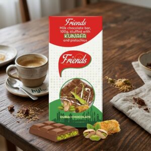 Friends Milk Chocolate Bar with Kunafa & Pistachios, 100g