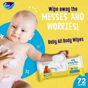 Fine Baby All Body Wipes, 72 Sheets