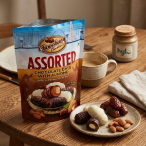 Chocobury Assorted Chocolate Date with Almond, Gift of Arabia, 500g