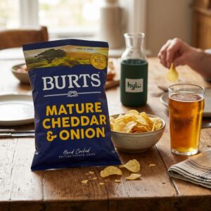 Burts Hand Cooked Potato Chips, Mature Cheddar & Onion, 150g