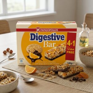 Papadopoulos Digestive Bar with Orange Pieces & Dark Chocolate, 140g (4+1 Free)