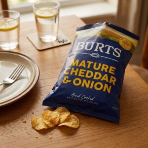Burts Hand Cooked Potato Chips, Mature Cheddar & Onion, 150g
