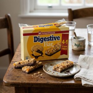 Papadopoulos Digestive Bar with Orange Pieces & Dark Chocolate, 140g (4+1 Free)