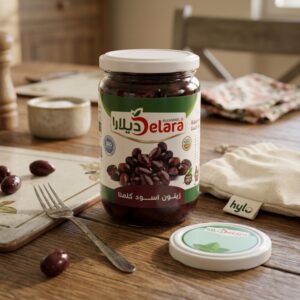 Delara Kalamata Black Olives, 600g Glass Jar