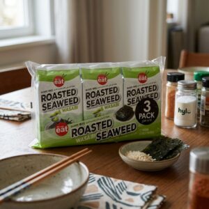 Ah-ssa Eat Roasted Seaweed Wasabi Flavor, 15g (3 x 5g Packs)