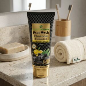 Earthgenix Face Wash Charcoal & Lemon Zest with Pro-Vitamin B5, 100mL