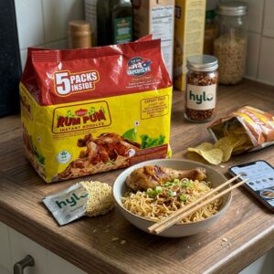 Asian Rum Pum Instant Noodles, Artificial Chicken Flavour, 5-Pack, 375g