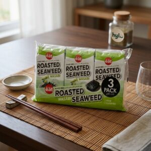 Ah-ssa Eat Roasted Seaweed Wasabi Flavor, 15g (3 x 5g Packs)
