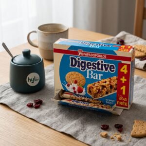 Papadopoulos Digestive Bar, Red Fruits & Milk, 5 Bars (4+1 Free), 140g