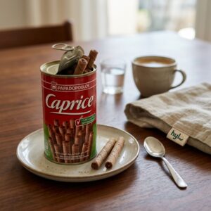 Papadopoulos Caprice Wafer Rolls Hazelnut & Cocoa Cream, 115g (30% Less Sugar)