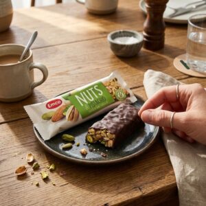 Emco Nuts & Pistachio Bar Coated in Dark Chocolate, 35g