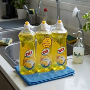TAJ Concentrated Dishwashing Liquid 2X Lemon, 3x1Lt