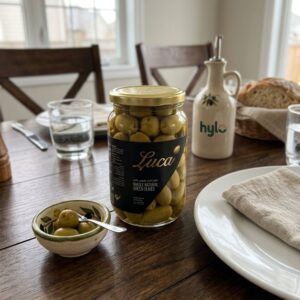 Luca Whole Natural Green Olives, 360g Jar
