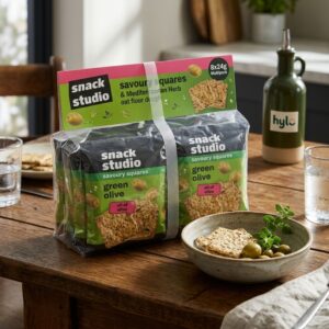 Snack Studio Savoury Squares Green Olive Mediterranean Herb, 8x24g