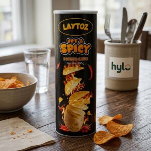Laytoz Hot & Spicy Potato Chips, 100g Canister