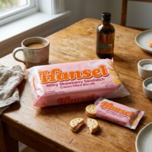 Hansel Milky Strawberry Sandwich Cream-Filled Biscuits, 310g