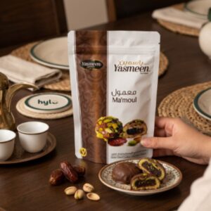 Yasmeen Ma'moul Dates Filled Cookies Chocolate Coated, 175g