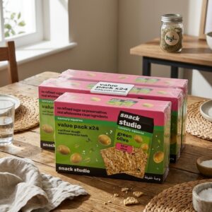 Snack Studio Savoury Squares Green Olive Mediterranean Herb, 8x24g