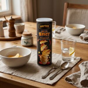 Laytoz Hot & Spicy Potato Chips, 100g Canister